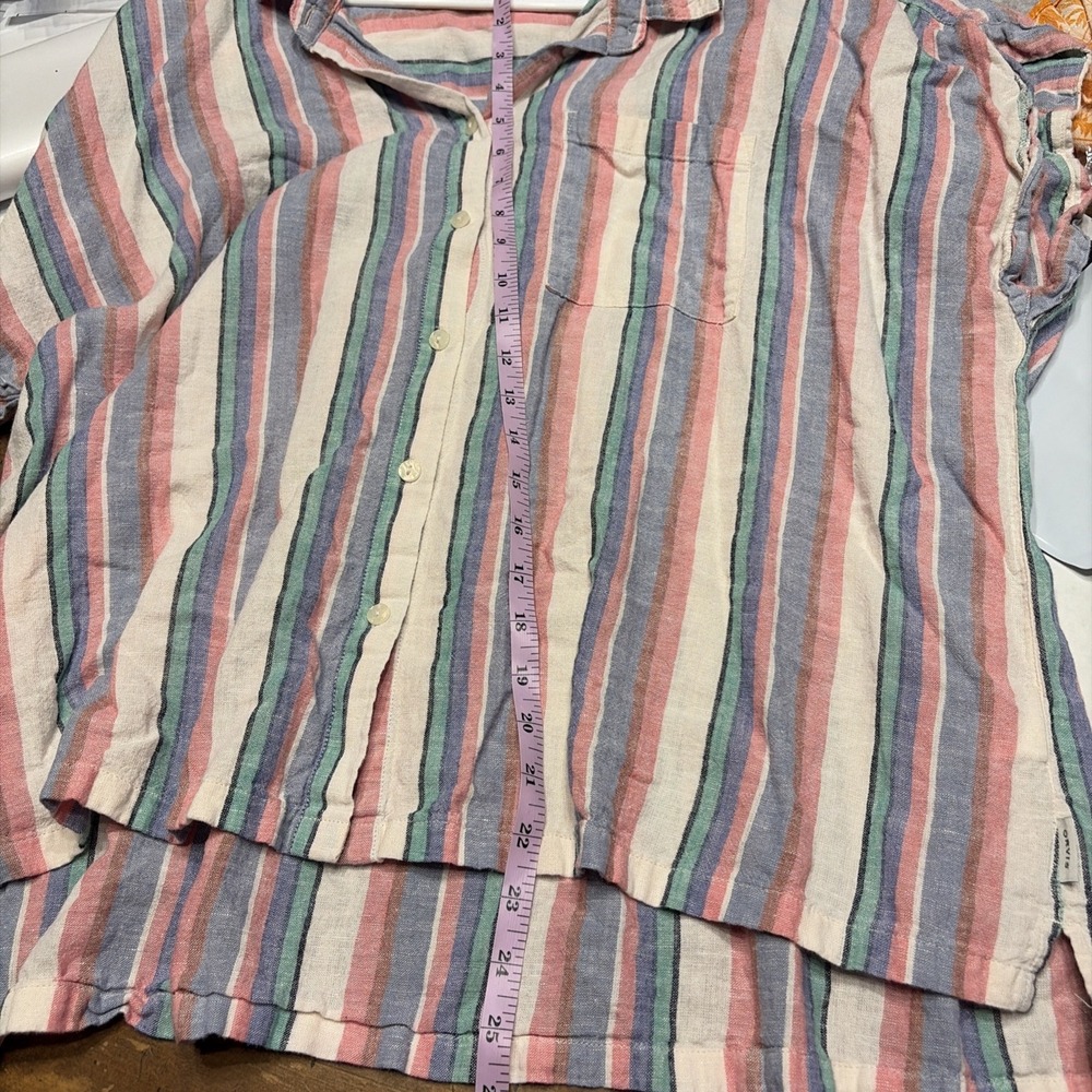 Orvis Linen Blend Striped Nautical Button Down Vacay Shirt Women's Size Xxl - Picture 6 of 6